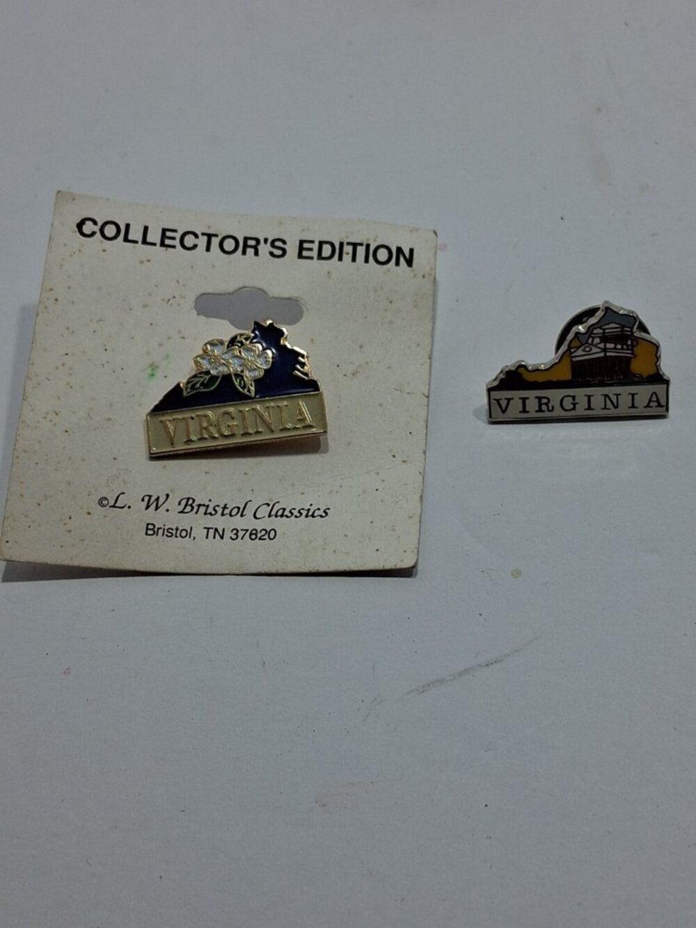 Virginia State Shaped Souvenir Enamel Lapel Hat Pin Lot Of 2